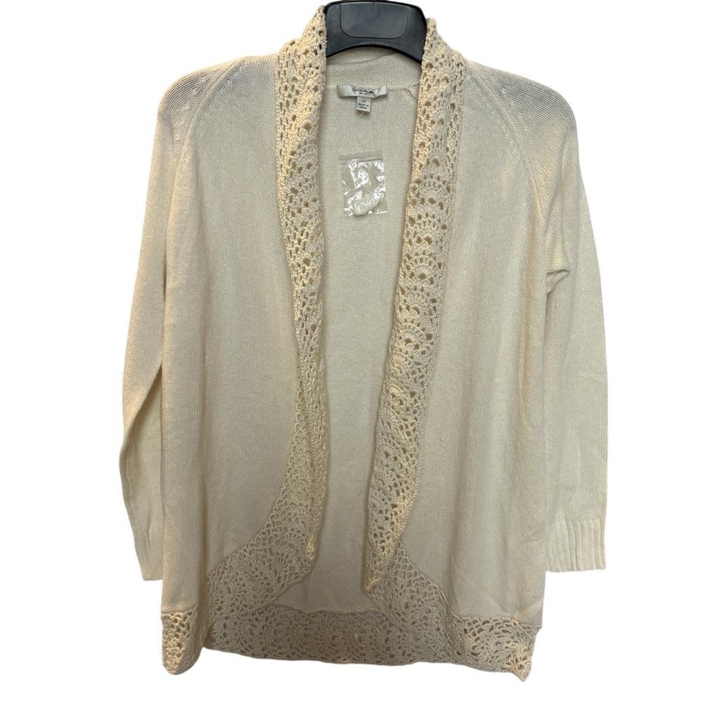 Liz Claiborne Women's Elegant Cream Long Open-Front Sweater NWOT Size XS